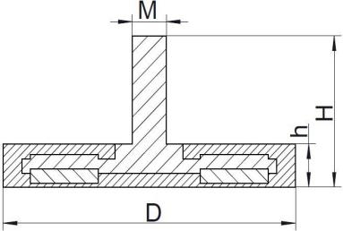Rubber Coated Pot Magnet STC Line Drawing